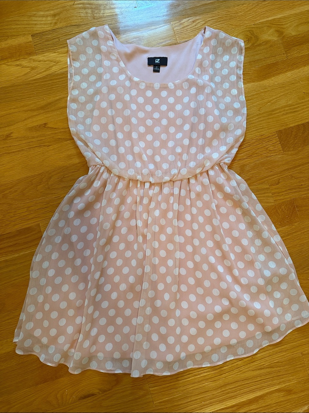 IZ Byer Pink Polka Dot Sleeveless Chiffon Dress